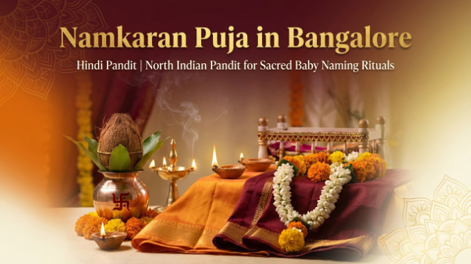 Namkaran Puja Bangalore setup for baby naming ceremony in Whitefield