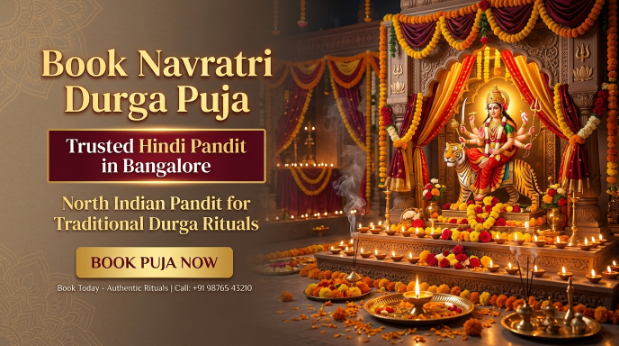 Navratri Durga Puja Bangalore altar setup for festive worship in Whitefield